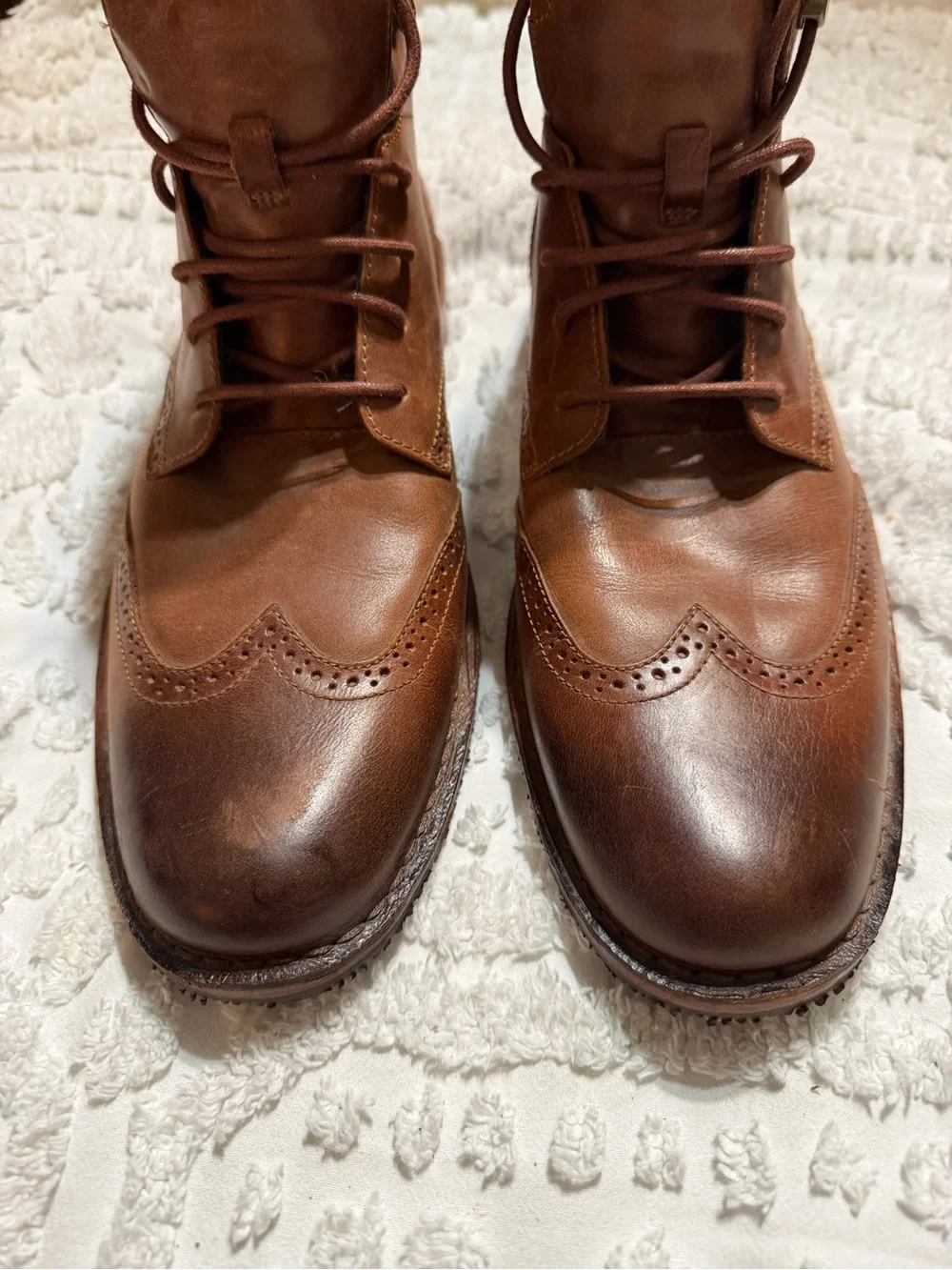 Sebago Brown Leather Wingtip Lace-Up Boots Size 11 Men’s
